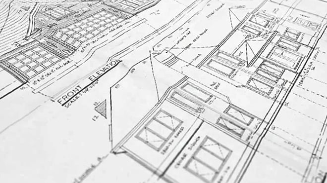 2d Architectural Blue Print - House CAD Drawing - convert to 3D Render - first stage example